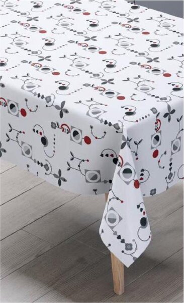 Ubrus PVC 211B, metráž, 20 m x 140 cm, vzor šedo-červený, IMPOL TRADE