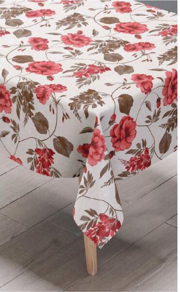 Ubrus PVC 7A, metráž, 20 m x 140 cm, růže červené s lístky, IMPOL TRADE