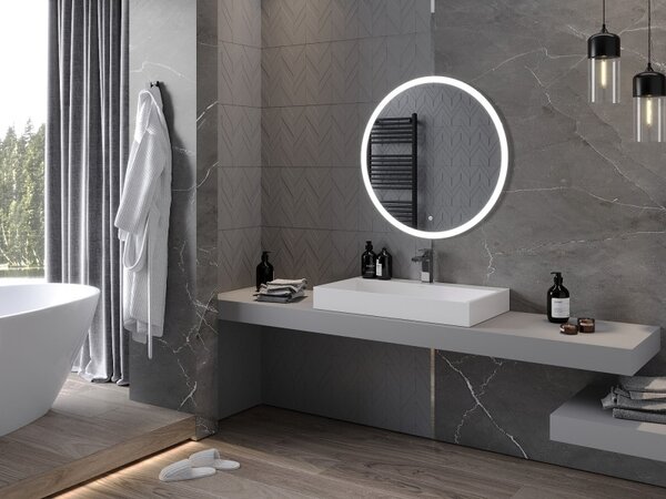 Mexen Oro koupelnové zrcadlo podsvícené, kulaté 80 cm, LED 6000K, proti zamlžování - 9824-080-080-611-00