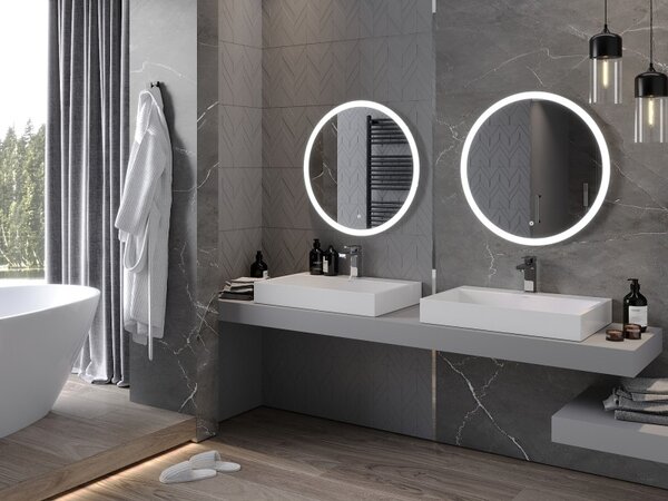 Mexen Oro koupelnové zrcadlo podsvícené, kulaté 70 cm, LED 6000K, proti zamlžování - 9824-070-070-611-00