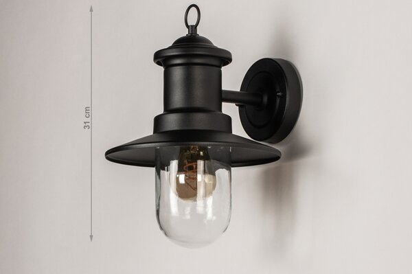 Nástěnné venkovní retro svítidlo na fasádu Aurelius Black (LMD)
