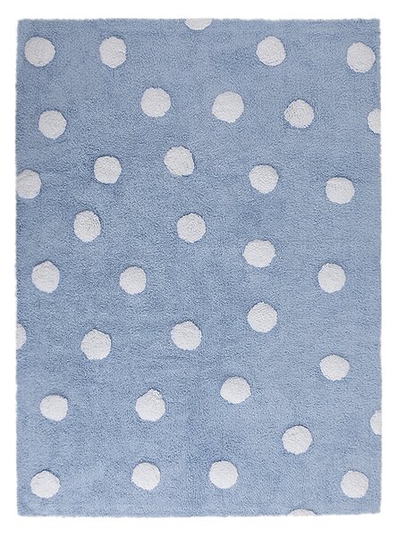 Lorena Canals koberce Přírodní koberec, ručně tkaný Polka Dots Blue-White - 120x160 cm