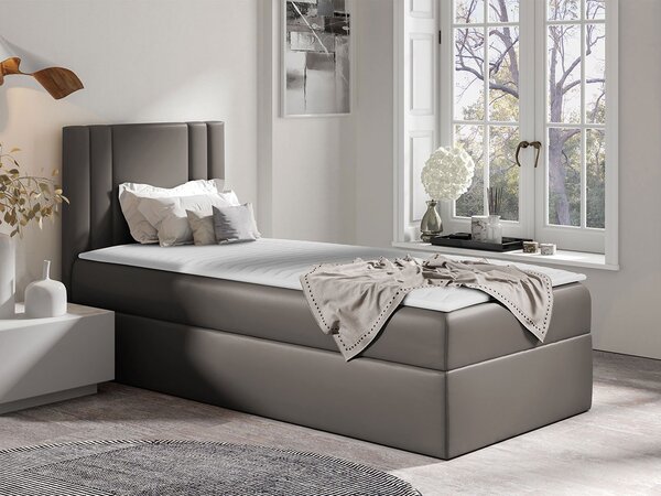 Americká jednolůžková postel 80x200 VITORIA MINI - šedá ekokůže, pravé provedení + topper ZDARMA