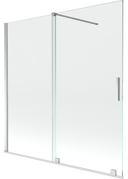 Mexen Velar dvoukřídlá vanová zástěna, posuvná, 160 x 150 cm, transparentní, chrom - 896-160-000-01-01