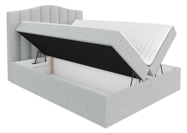 Boxspringová manželská postel 180x200 REYA - bílá ekokůže + topper ZDARMA