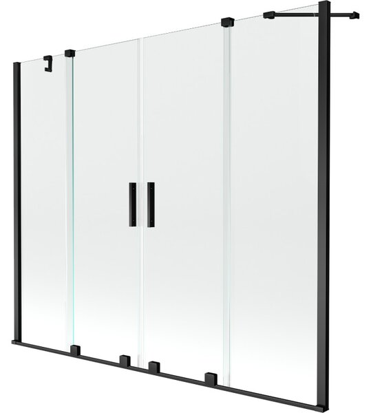 Mexen Velar Duo paravan vanová 2-křídlový posuvný 170 x 150 cm, transparentní, černý - 896-170-000-02-70