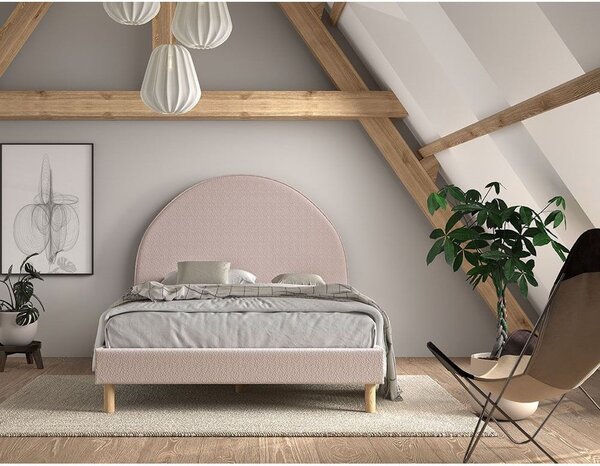 Růžová čalouněná jednolůžková postel s roštem 140x200 cm MOON – Vipack