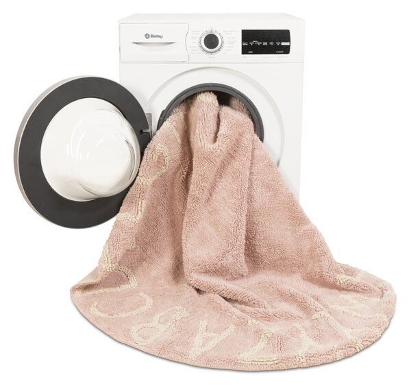 Lorena Canals, Přírodní koberec, ručně tkaný Round ABC Vintage Nude-Natural, 150x150 (průměr) kruh, růžová, dětský pokoj