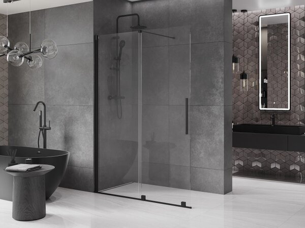 Mexen Velar posuvná sprchová stěna Walk-in 130 x 200 cm, transparentní 8 mm, černá - 871-130-000-03-70