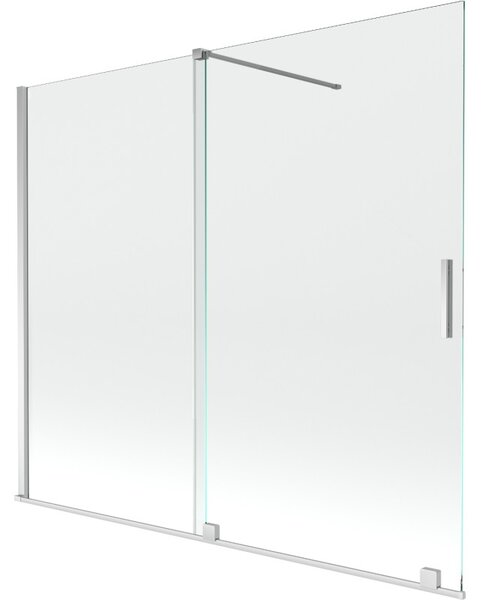 Mexen Velar dvoukřídlová skládací vana, 180 x 150 cm, transparentní, chrom - 896-180-000-01-01