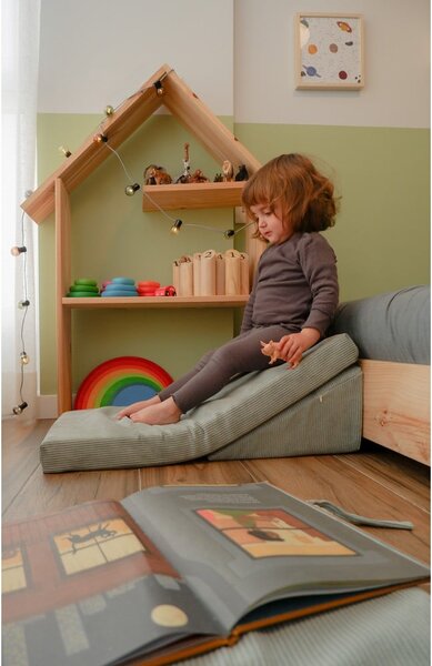 Světle modré manšestrové pěnové hřiště Bloque Montessori – Little Nice Things