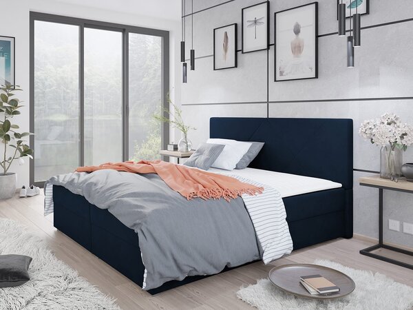 Kontinentální manželská postel 180x200 BALJA 4 - modrá + topper ZDARMA
