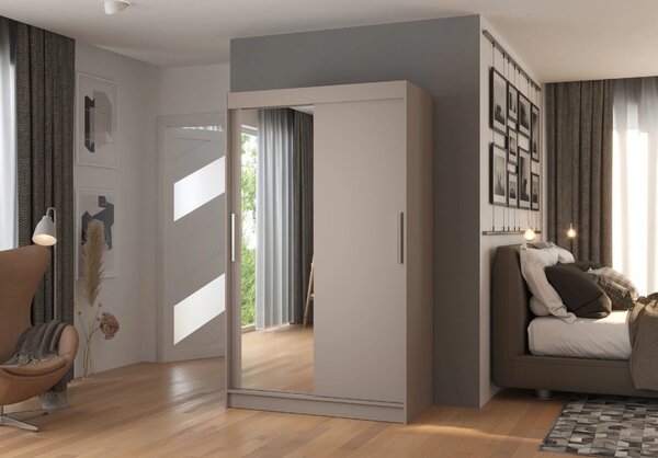Zrcadlová skříň 120 cm s posuvnými dveřmi CABRIS - kašmírová