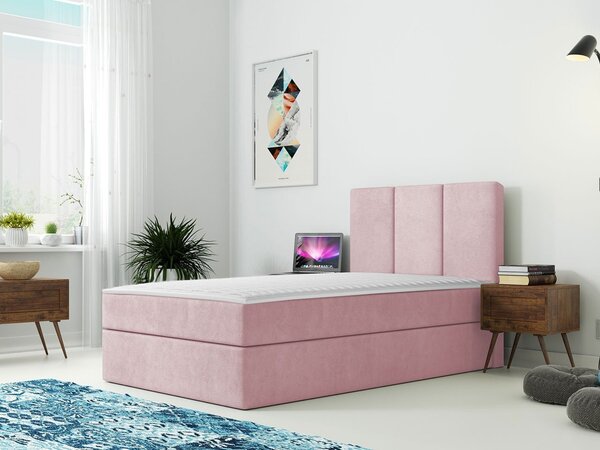 Kontinentální dětská postel 100x200 LOBO - růžová, levé provedení + topper ZDARMA