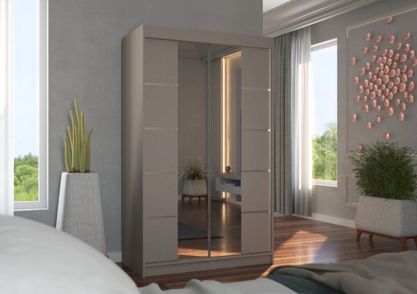 Šatní skříň se zrcadlem 120 cm FABRA - kašmírová