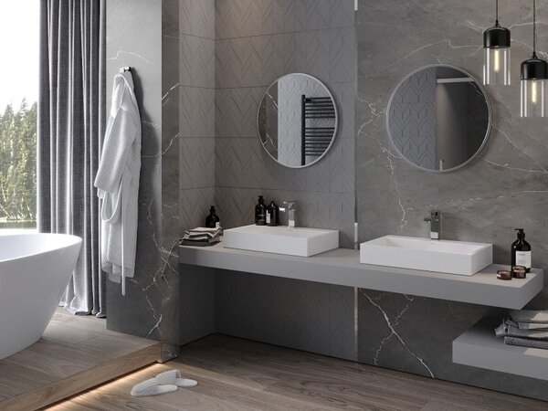 Mexen Loft kulaté koupelnové zrcadlo 60 cm, rám z nerezové oceli - 9850-060-060-000-10