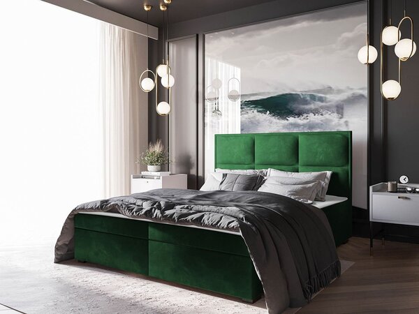 Americká manželská postel 140x200 MANNIE 1 - zelená + topper ZDARMA