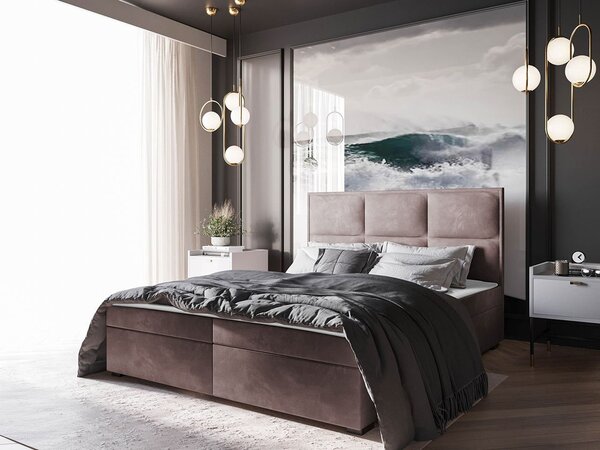 Americká manželská postel 140x200 MANNIE 1 - růžová + topper ZDARMA