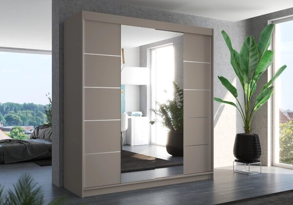 Skříň se zrcadlem 200 cm HAVELA - kašmírová