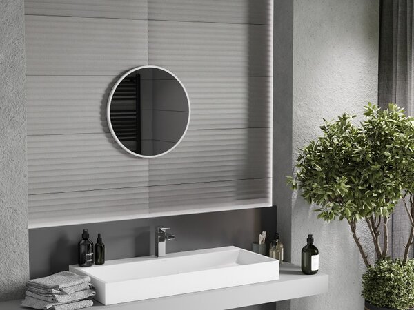 Mexen Loft kulaté koupelnové zrcadlo 30 cm, bílý rám - 9850-030-030-000-20