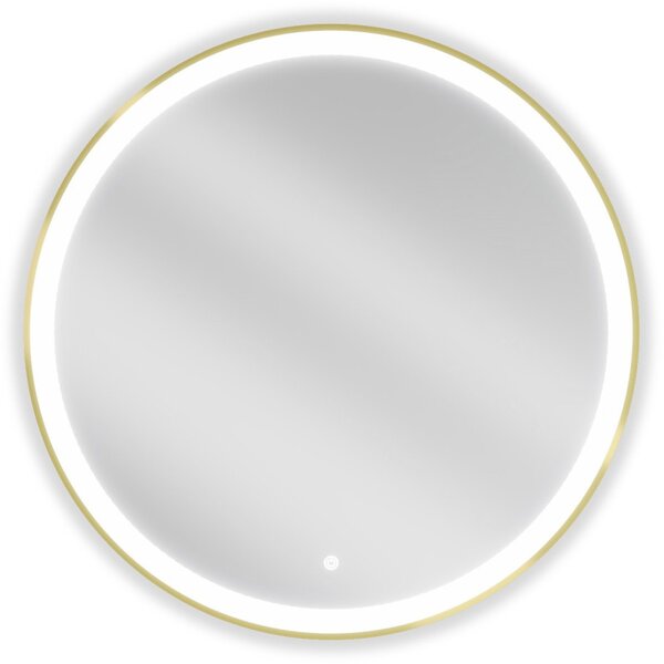 Mexen Esso koupelnové zrcadlo osvětlené, kulaté 80 cm, LED 6000K, proti zamlžení, zlatý rám - 9825-080-080-611-50