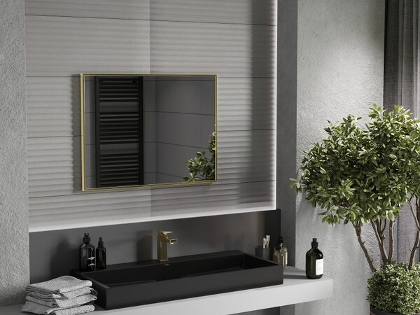 Mexen Loft obdélníkové koupelnové zrcadlo 80 x 60 cm, zlatý rám - 9852-080-060-000-50