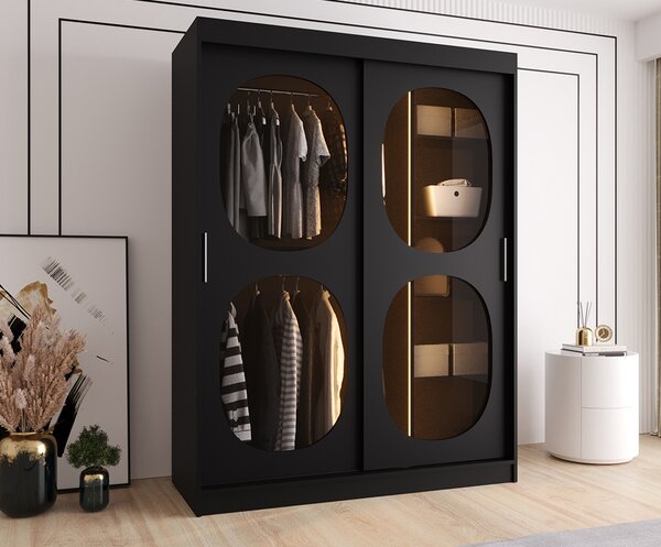 Šatní skřín s posuvnými dveřmi BAHRAJN 2 150cm černá