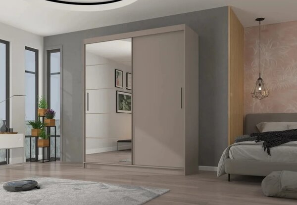 Šatní skříň se zrcadlem 180 cm HAMLIA - kašmír