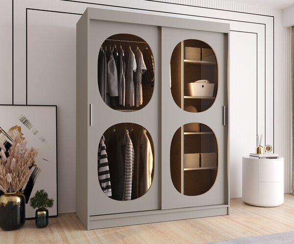 Šatní skřín s posuvnými dveřmi BAHRAJN 2 150cm kašmírová
