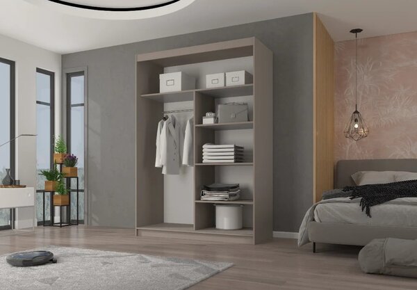 Šatní skříň se zrcadlem 150 cm HAMLIA - kašmír