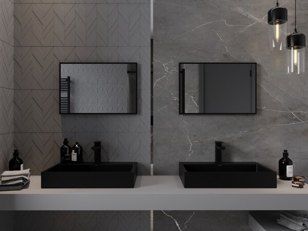 Mexen Loft Obdélníkové koupelnové zrcadlo 60 x 40 cm, černý rám - 9852-060-040-000-70