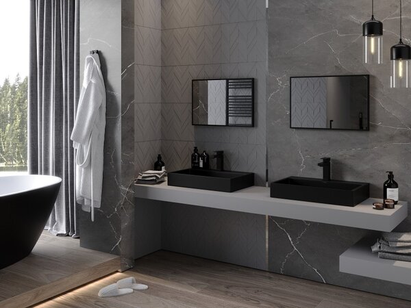 Mexen Loft Obdélníkové koupelnové zrcadlo 60 x 40 cm, černý rám - 9852-060-040-000-70