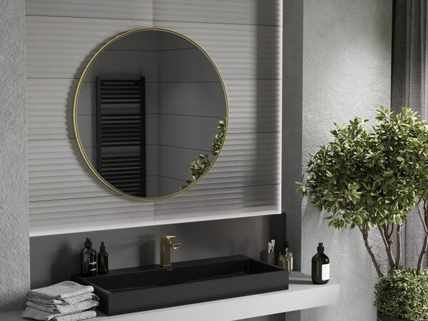 Mexen Loft kulaté koupelnové zrcadlo 90 cm, zlatý rám - 9850-090-090-000-50
