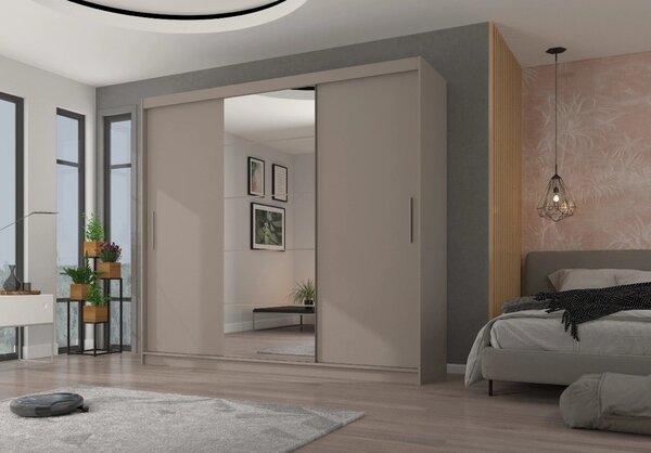 Šatní skříň se zrcadlem 235 cm FARA - kašmír