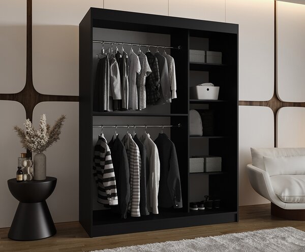 Šatní skřín s posuvnými dveřmi BAHRAJN 2 150cm černá