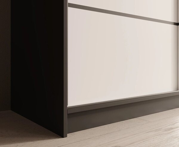 Velká šatní skříň se zrcadlem 250 cm PORA - černá / bílá