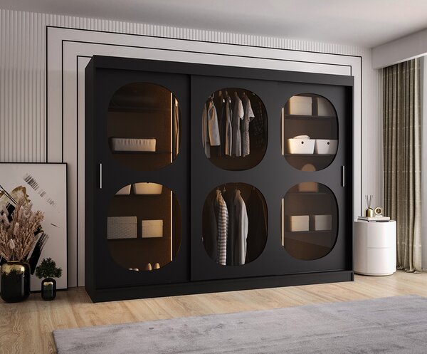 Šatní skřín s posuvnými dveřmi BAHRAJN 2 250cm černá