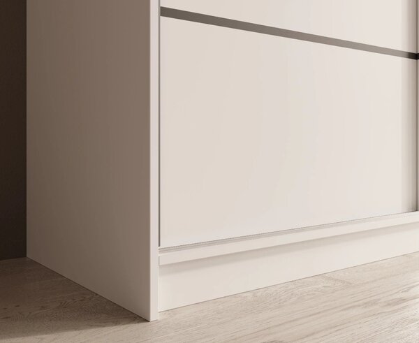 Velká šatní skříň se zrcadlem 250 cm PORA - bílá
