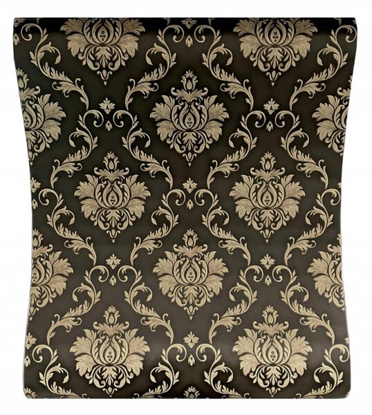 Samolepící tapety 45 cm x 10 m IMPOL TRADE 9433, zámecký vzor zlatý na černém podkladu, samolepící tapety