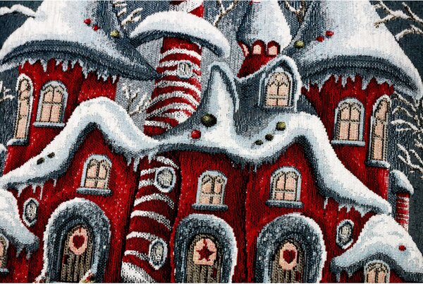 Vánoční gobelínový běhoun na stůl Kouzelný zimní domeček Chenille IT038 Barva Vícebarevná Rozměry 40x130 cm