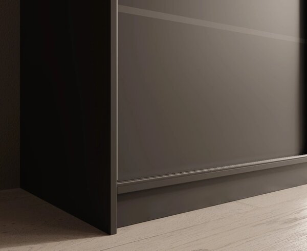 Velká šatní skříň se zrcadlem 250 cm PORA - černá