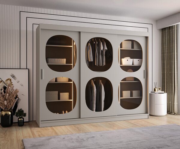 Šatní skřín s posuvnými dveřmi BAHRAJN 2 250cm kašmírová