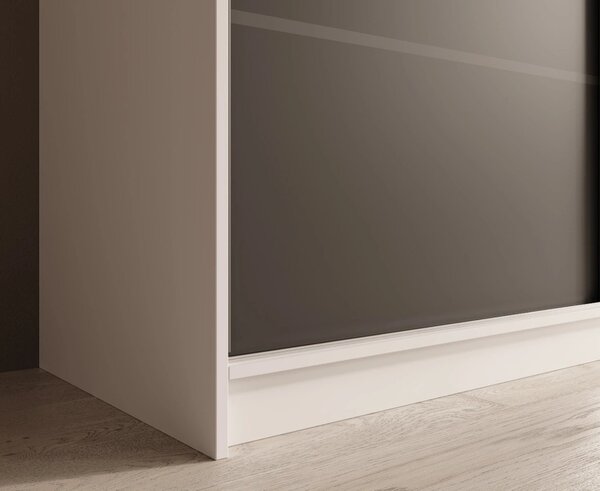 Velká šatní skříň se zrcadlem 250 cm PORA - bílá / černá