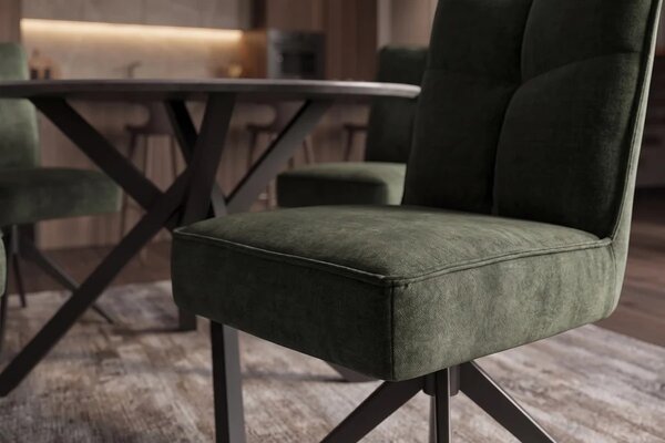 Designová otočná židle Narayan zelený samet