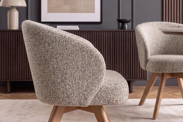 Designová otočná židle Tolinka béžová / přírodní