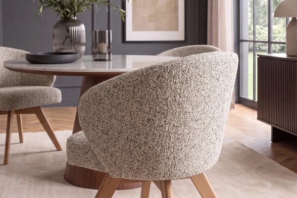 Designová otočná židle Tolinka béžová / přírodní