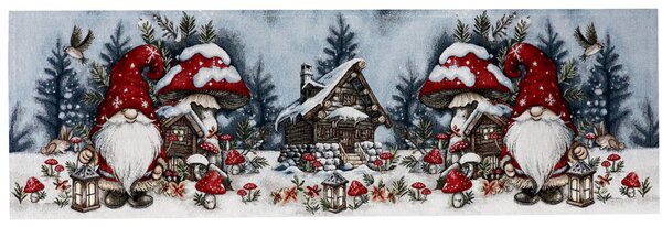 Vánoční gobelínový běhoun na stůl Houbový skřítek Chenille IT039 Barva Vícebarevná Rozměry 40x130 cm