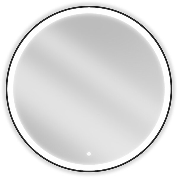 Mexen Esso kulaté koupelnové osvětlené zrcadlo, 90 cm, LED 6000K, anti-pára, černý rám - 9825-090-090-611-70
