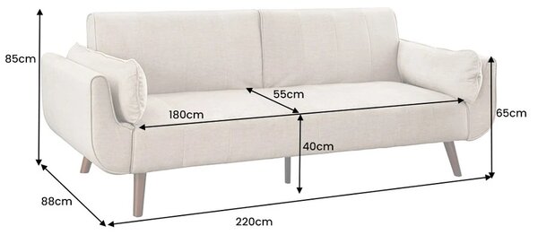 Designová rozkládací pohovka Amiyah 220 cm šampaňský samet