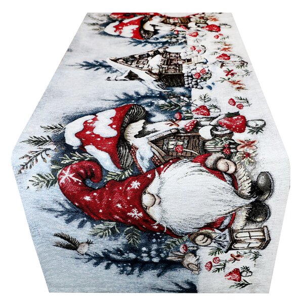 Vánoční gobelínový běhoun na stůl Houbový skřítek Chenille IT039 Barva Vícebarevná Rozměry 40x130 cm